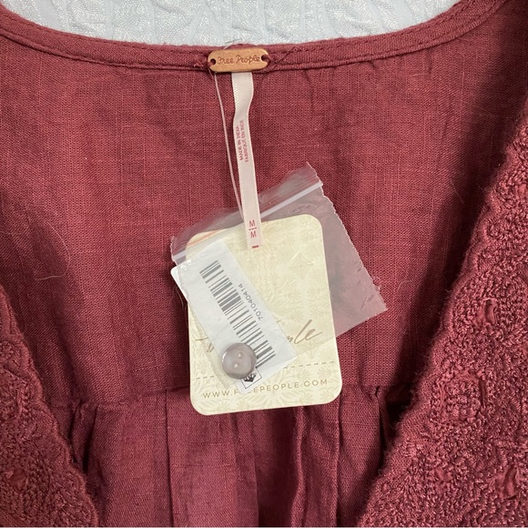 Free People NEW Embroidered Laurie short sleeve Blouse - Picture 12 of 16